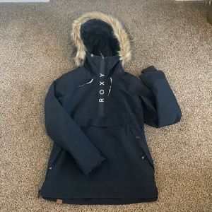 Roxy Ski / Snowboard Jacket w Faux Fur Hood Anorak Pull Over worn by Chloe Kim